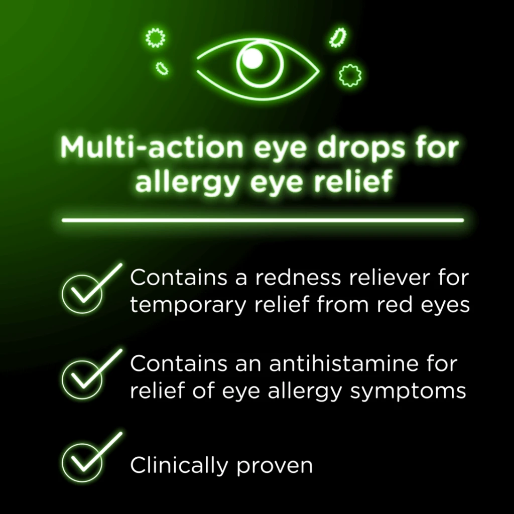 Visine Allergy Relief Multi-Action Antihistamine Eye Drops, Red, Itchy Eyes, 0.5 fl. oz