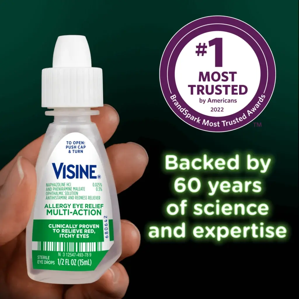 Visine Allergy Relief Multi-Action Antihistamine Eye Drops, Red, Itchy Eyes, 0.5 fl. oz Visine