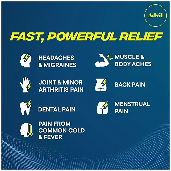 Advil Liqui-Gels Pain Reliever and Fever Reducer, Ibuprofen 200mg Capules, 240 ct