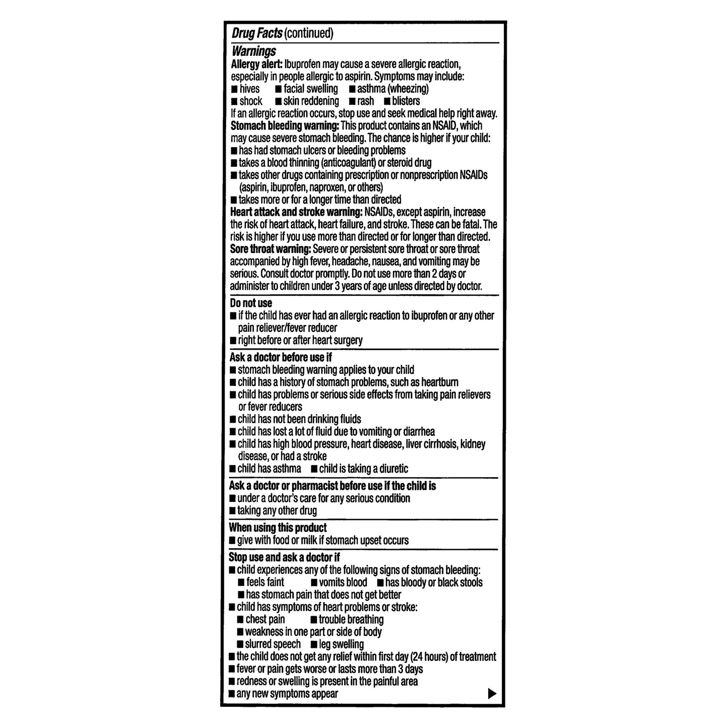 Equate Infants’ Drops, Ibuprofen Oral Suspension, 50 mg per 1.25 mL, Age 6 to 23 Months, 1 fl oz