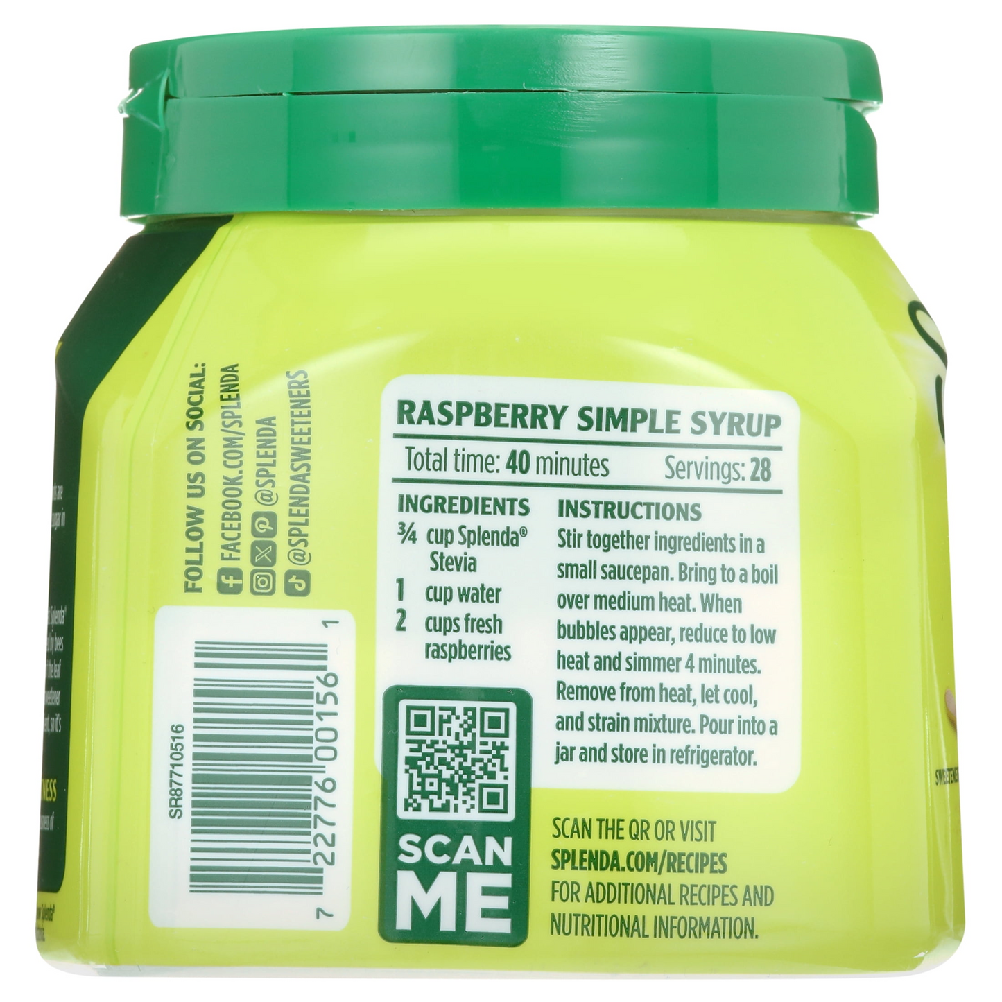 SPLENDA Stevia Zero Calorie Sweetener, Plant Based Sugar Substitute Granulated Powder, 9.8 oz Jar