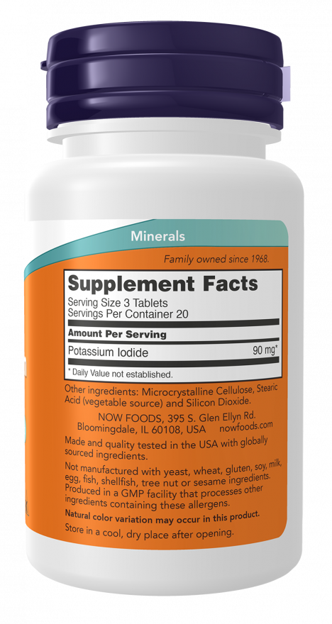 NOW Supplements, Potassium Iodide 30 mg, Non-GMO Project Verified, Dietary Supplement, 60 Tablets