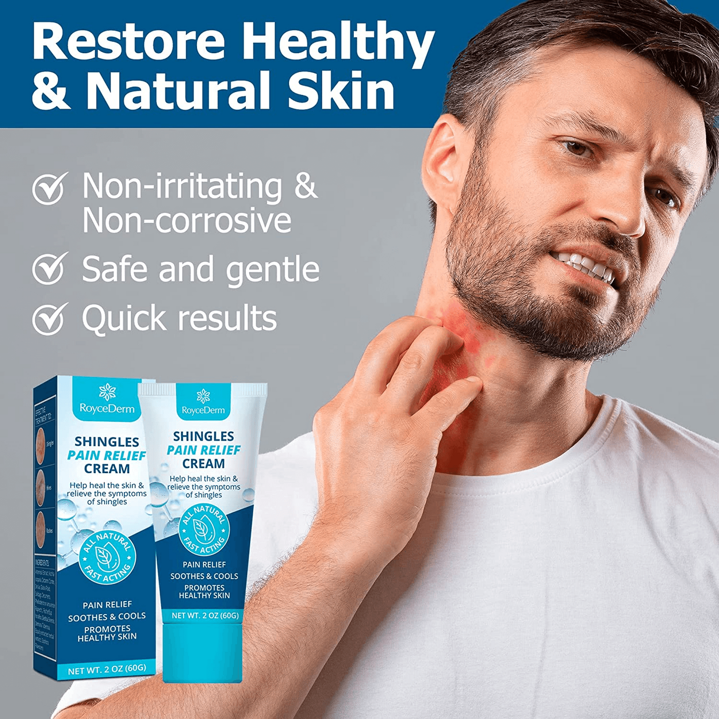 Roycederm Herpes Cream, Relief Cream for Herpes Suffers, Gentle Treatment for Sensitive Skin- 60g