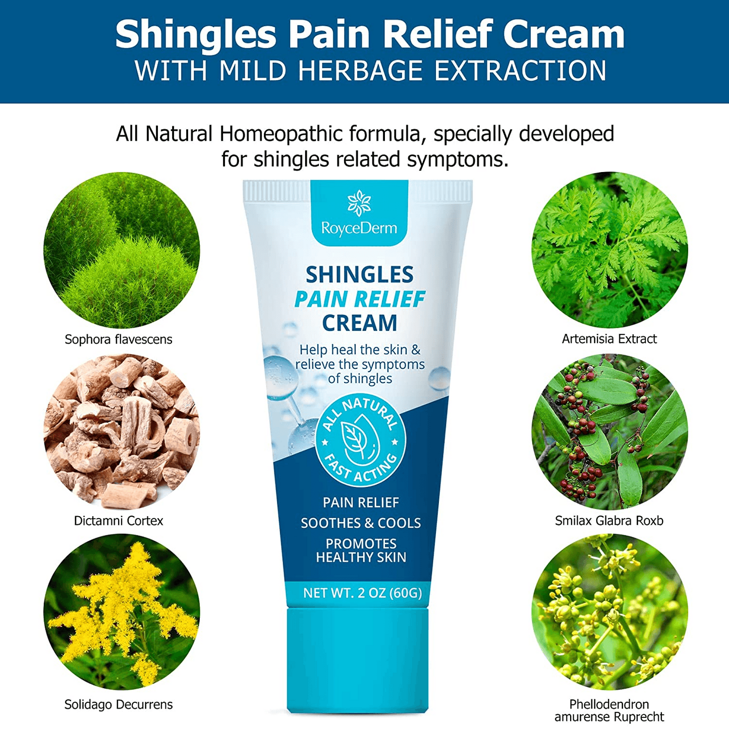 Roycederm Herpes Cream, Relief Cream for Herpes Suffers, Gentle Treatment for Sensitive Skin- 60g