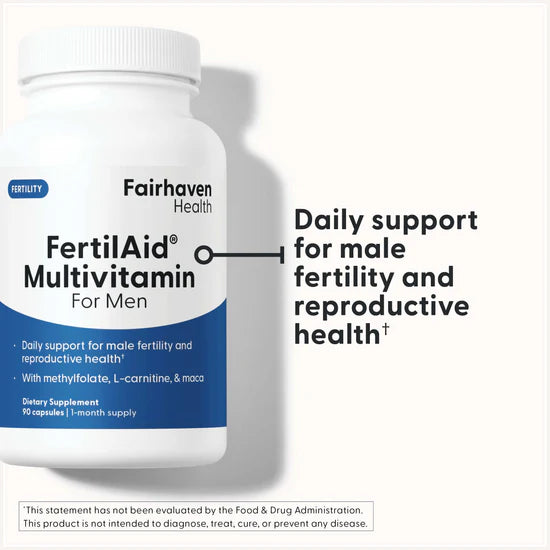 Fairhaven Health FertilAid for Men - Male Fertility Supplement, Prenatal for Him - Optimal Count, Motility and Morphology - Vitamin and Mineral Blend for Men’s Reproductive Health 90ct