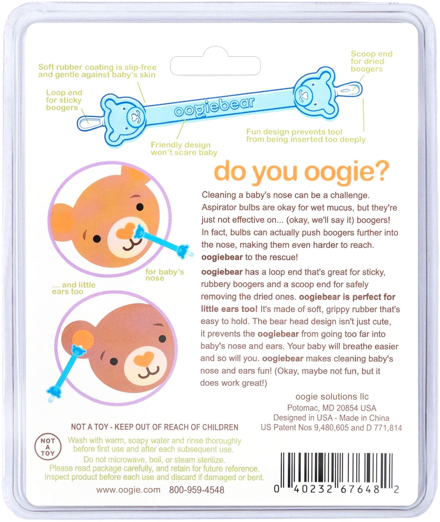 oogiebear: Baby Nose Cleaner & Ear Wax Removal Tool - Safe Booger & Earwax Removal for Newborns, Infants, Toddlers - Dual-Ended - Essential Baby Stuff, Diaper Bag Must-Have, 2 Pack Blue with CASE