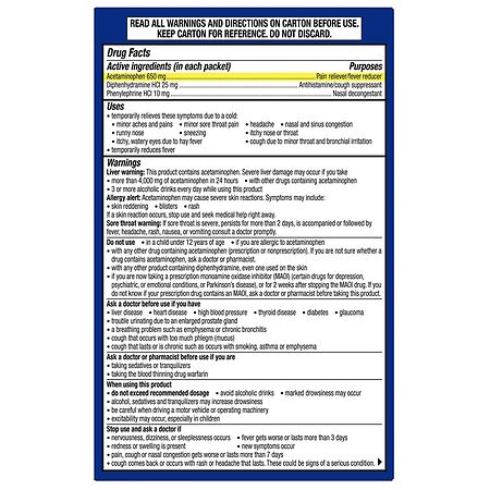 Theraflu Nighttime Multi-Symptom Severe Cold Powder, White Tea and Honey Lemon, 6 Ct
