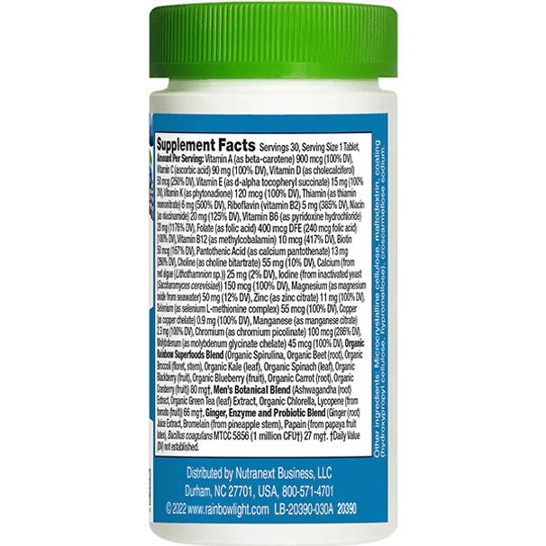 Rainbow Light Multivitamin for Men, Vitamin C, D & Zinc, Probiotics, Men's One Multivitamin Provides High Potency Immune Support, Non-GMO, Vegetarian, 50 Tablets