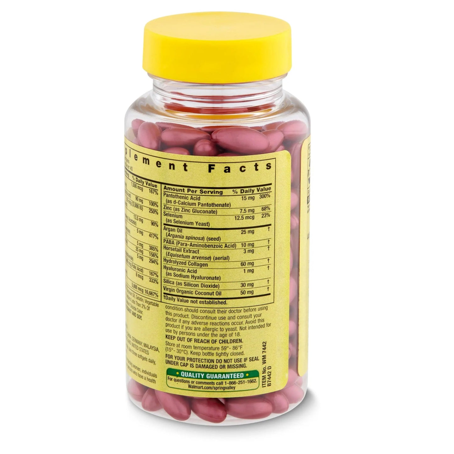 Spring Valley Hair, Skin & Nails Dietary Supplement Softgels, 5,000 Mcg, 120 Count Spring Valley