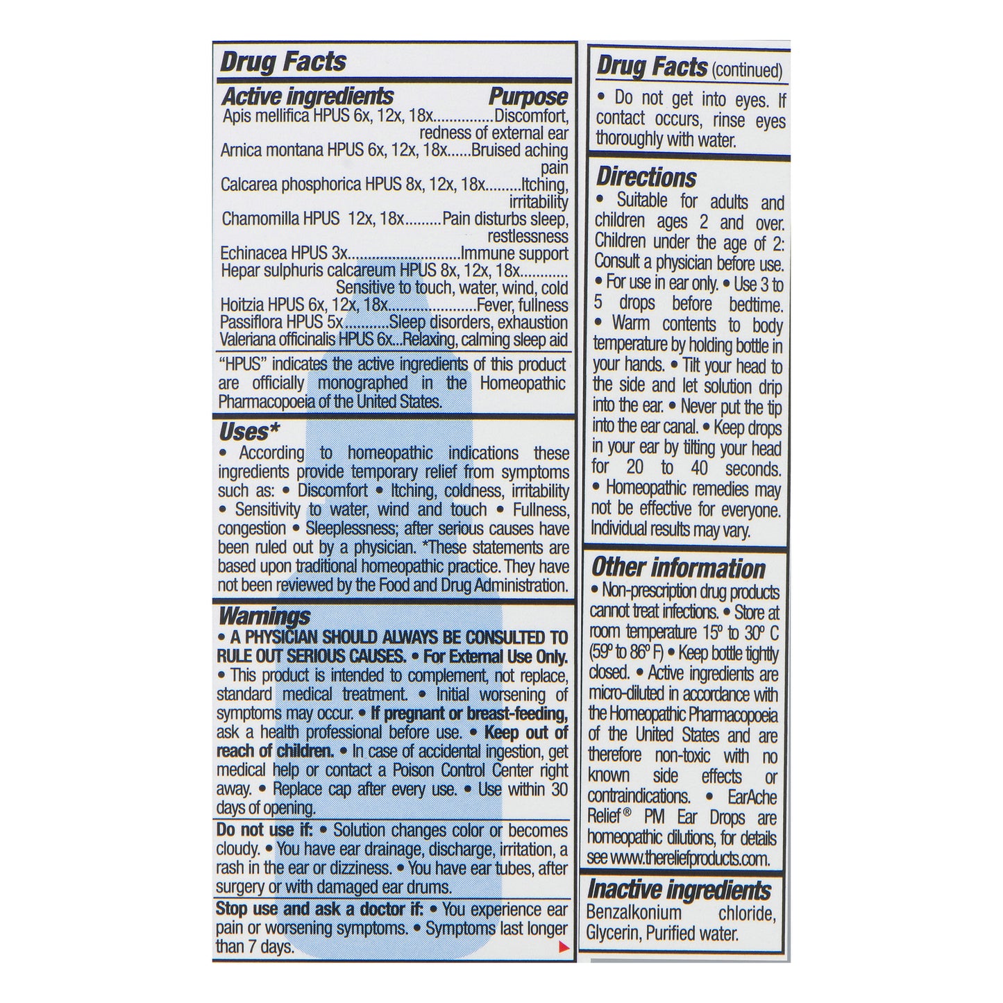 The Relief Products® EarAche Relief® PM Ear Drops, 0.33 oz