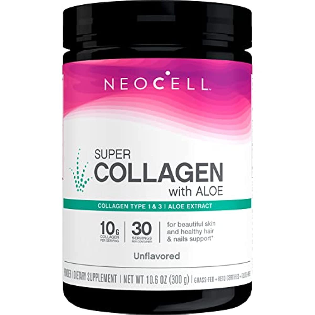 Neocell Collagen with Aloe; Type 1 & 3; Supports Healthy Hair, Skin & Nails, 10 g Collagen/Serving; 30 Servings; 10.6 Oz