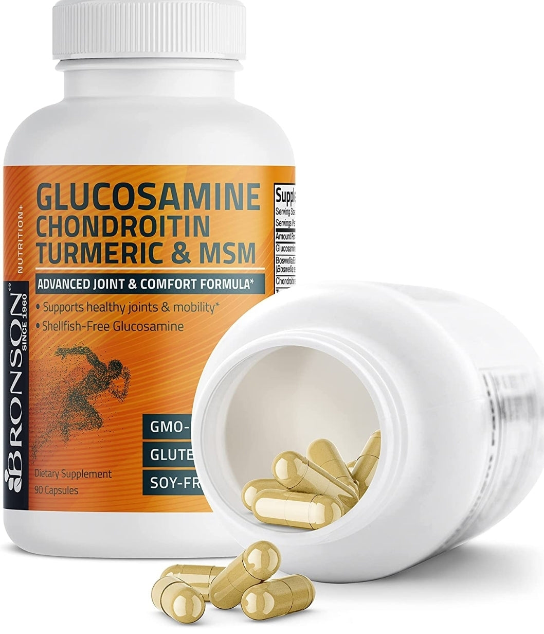 Bronson Glucosamine Chondroitin Turmeric & MSM Advanced Joint & Cartilage Formula, Supports Healthy Joints, Mobility & Cartilage - Non-GMO, 90 Capsules