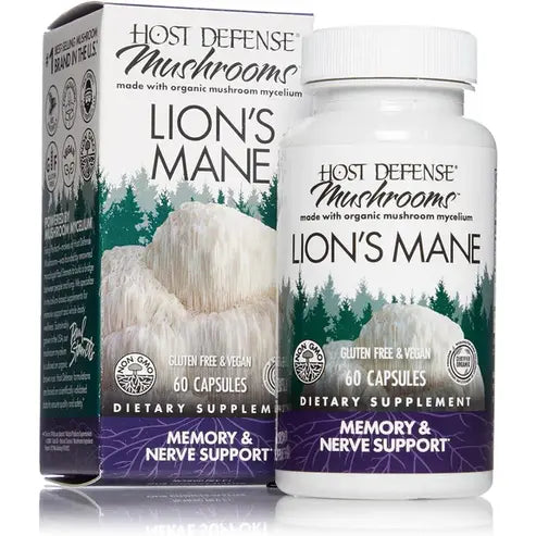 Host Defense, Lion's Mane Capsules, Promotes Mental Clarity, Focus and Memory, Mushroom Supplement, 60 Count