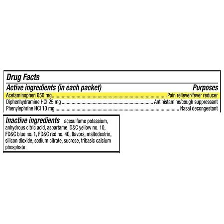 Theraflu Nighttime Multi-Symptom Severe Cold Powder, White Tea and Honey Lemon, 6 Ct
