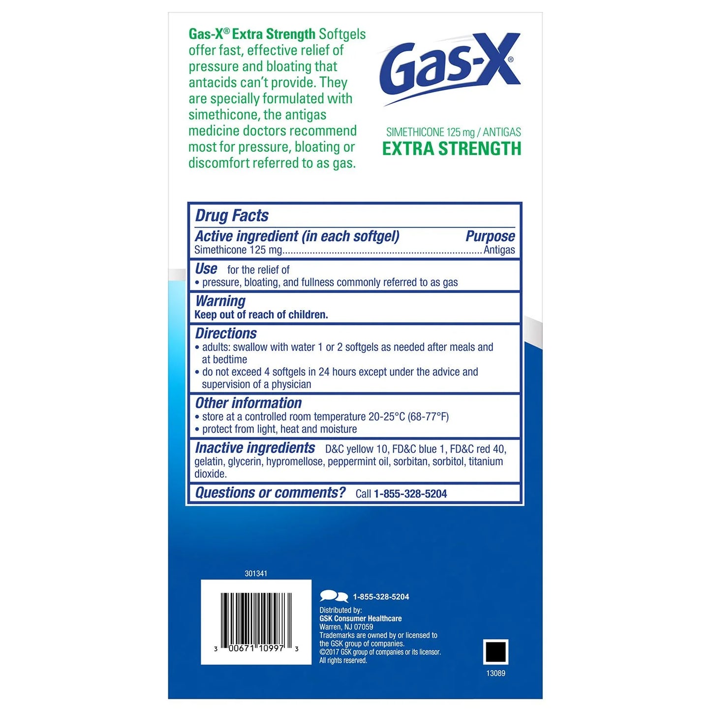 Gas-X Extra Strength Gas Relief Soft Gels, Simethicone 125 mg, 120 ct.