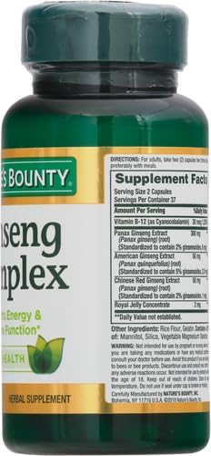Nature's Bounty Ginseng Complex Capsules Supports Vitality & Immune Function, 75 Capsules