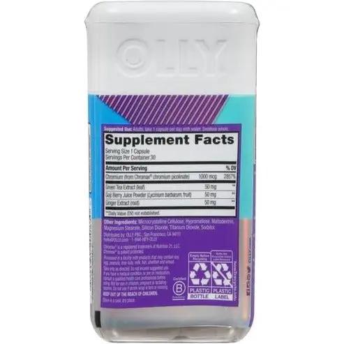OLLY Combat Cravings, Metabolism & Energy Support Supplement, Chromium, Green Tea, Goji Berry, Ginger, Boost Energy - 30 Count Vitamins Depots