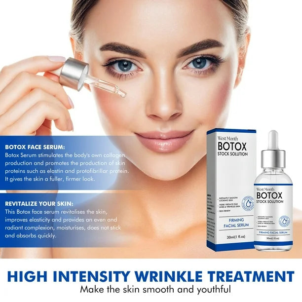 Botox Stock Solution Facial Serum, Botox Face Serum with Vitamin C, Instant Face Tightening, Anti Aging Serum for Reduce Fine Lines, Wrinkles, Plump Skin