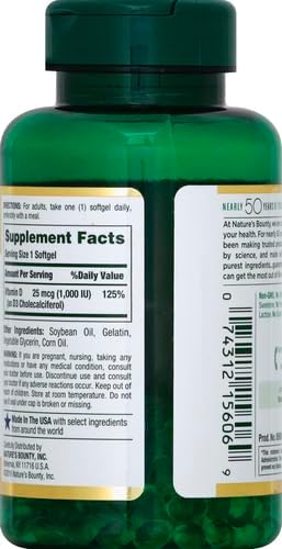 Nature's Bounty Vitamin D3 1000 IU Immune Health, 120 Softgels