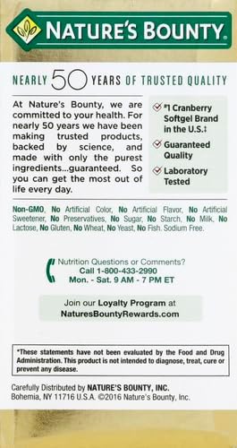Nature's Bounty Cranberry softgels 25,200 mg 60 softgels