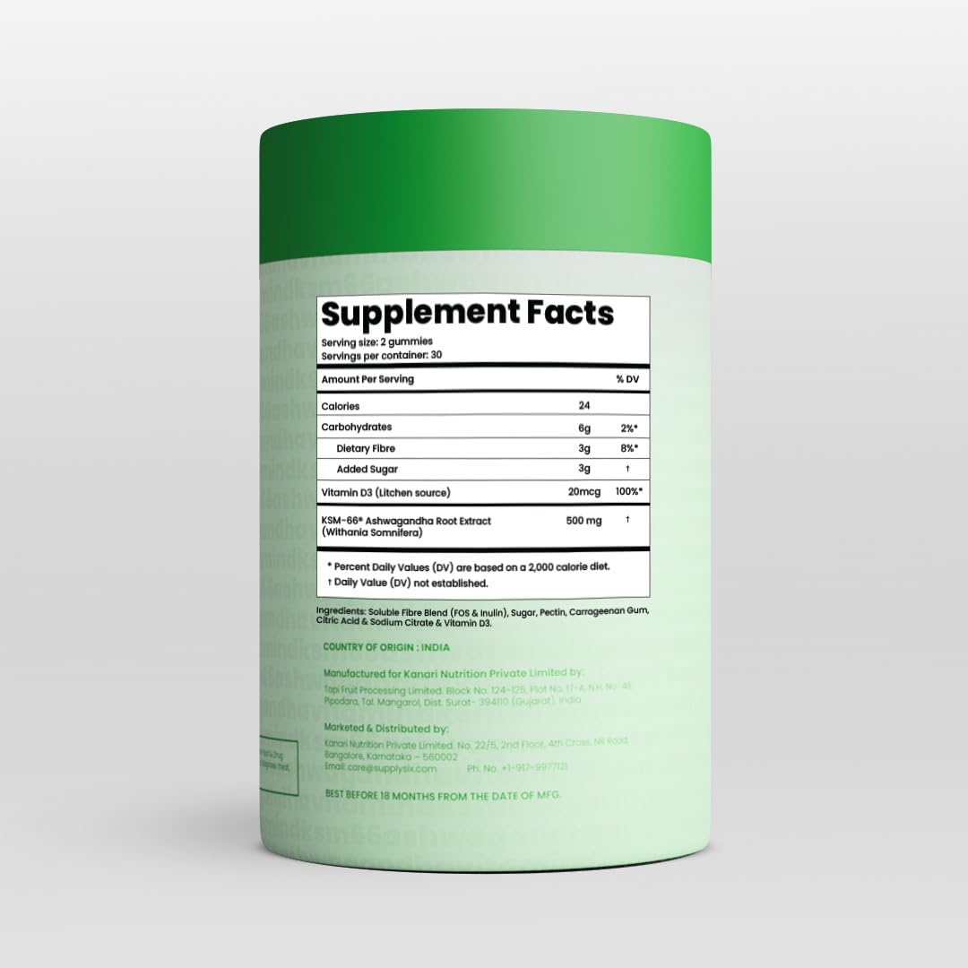 KSM-66 Ashwagandha & Vitamin D Gummy - 60 Count supply6