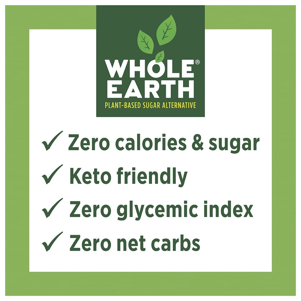 Whole Earth, Plant-Based Sugar Alternative - Golden Sweetener Erythritol & Monk Fruit, Zero Calories, No Artificial Colors and Keto Friendly (32Oz / 2Lb)