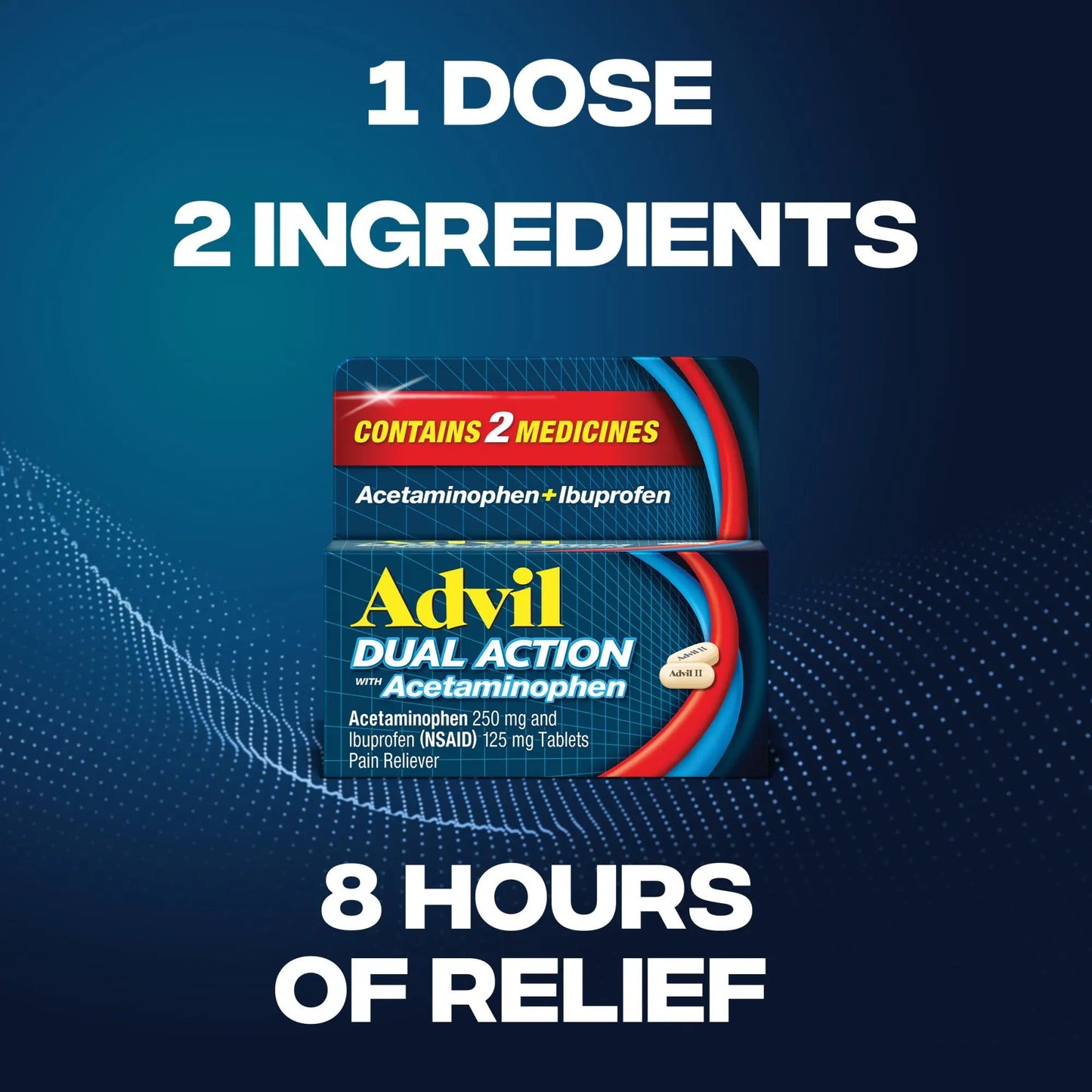 Advil Dual Action with Acetaminophen + Ibuprofen Pain Reliever 36 Caplets Vitamins Depots