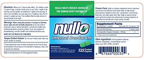 Nullo, Internal Deodorant, Chlorophyllin Copper Complex 100 mg, 60 count