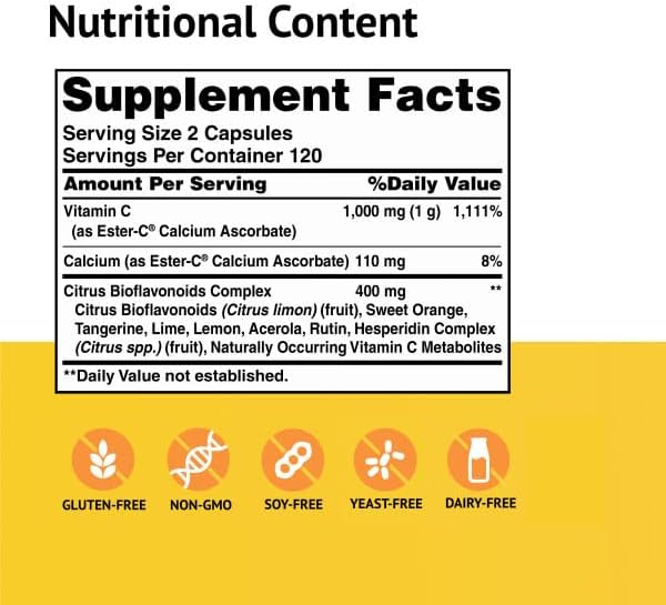 Ester-C® 500 mg with Citrus Bioflavonoids 120 Capsules Ester-C