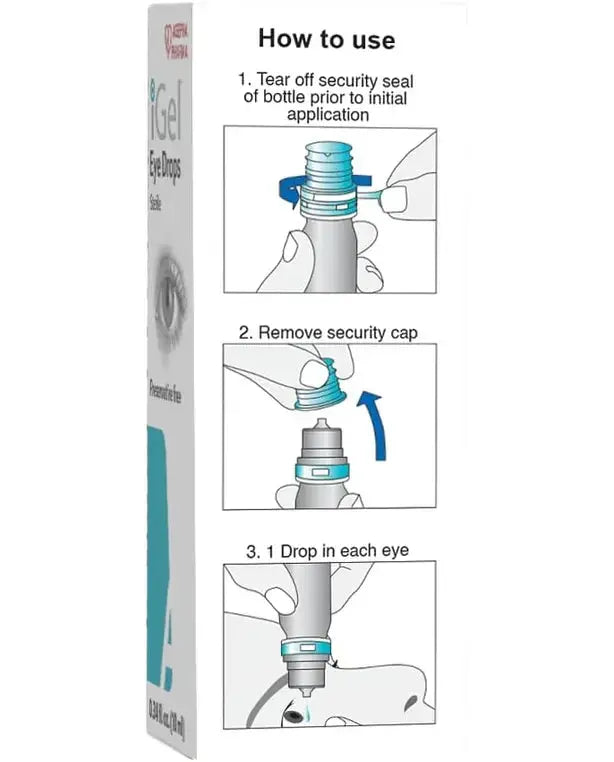 AGEPHA iGel® Moisturizing Eye Drops for Dry Itchy Eyes | Artificial Tears for Red Eyes | Lubricating Eye Drops for Contact Lenses | Pack of 3 Agepha