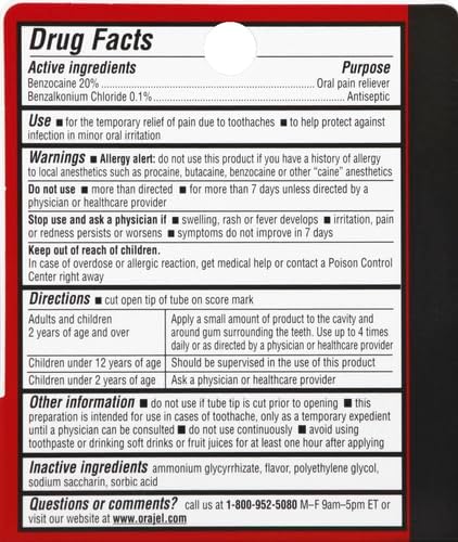 Orajel 3X for Toothache & Gum Pain: Maximum Gel Tube 0.42 oz