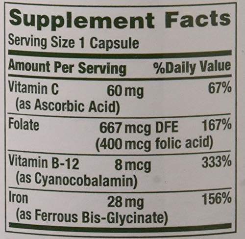 Nature's Bounty Gentle Iron 28 mg Capsules 90 Capsules