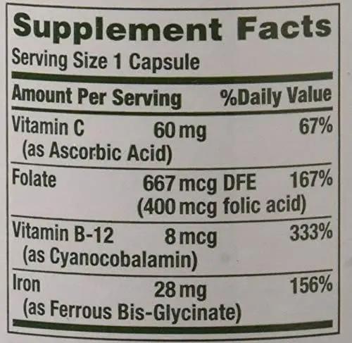 Nature's Bounty Gentle Iron 28 mg Capsules 90 Capsules Nature's Bounty