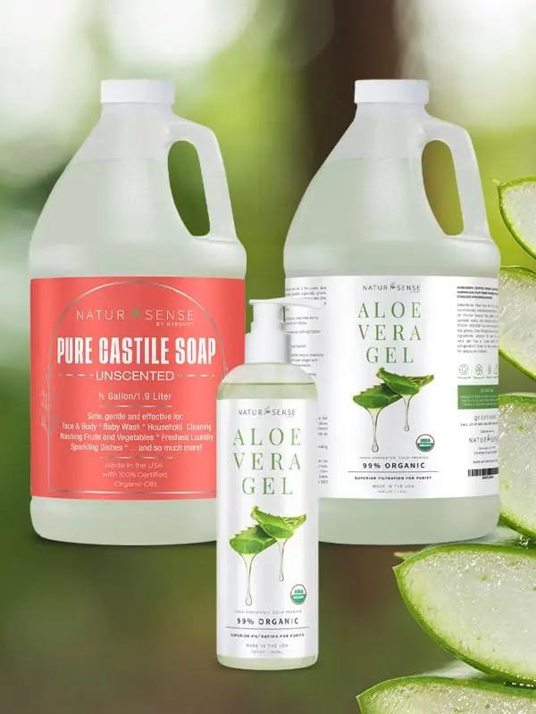 NTRSNS NaturSense Organic Aloe Vera Gel from 100% Pure Aloe–Great for Hair, Scalp, Face, Dry Skin, Acne, Sunburn, Sensitive Skin–Unscented, USDA Certified–12 oz. NTRSNS