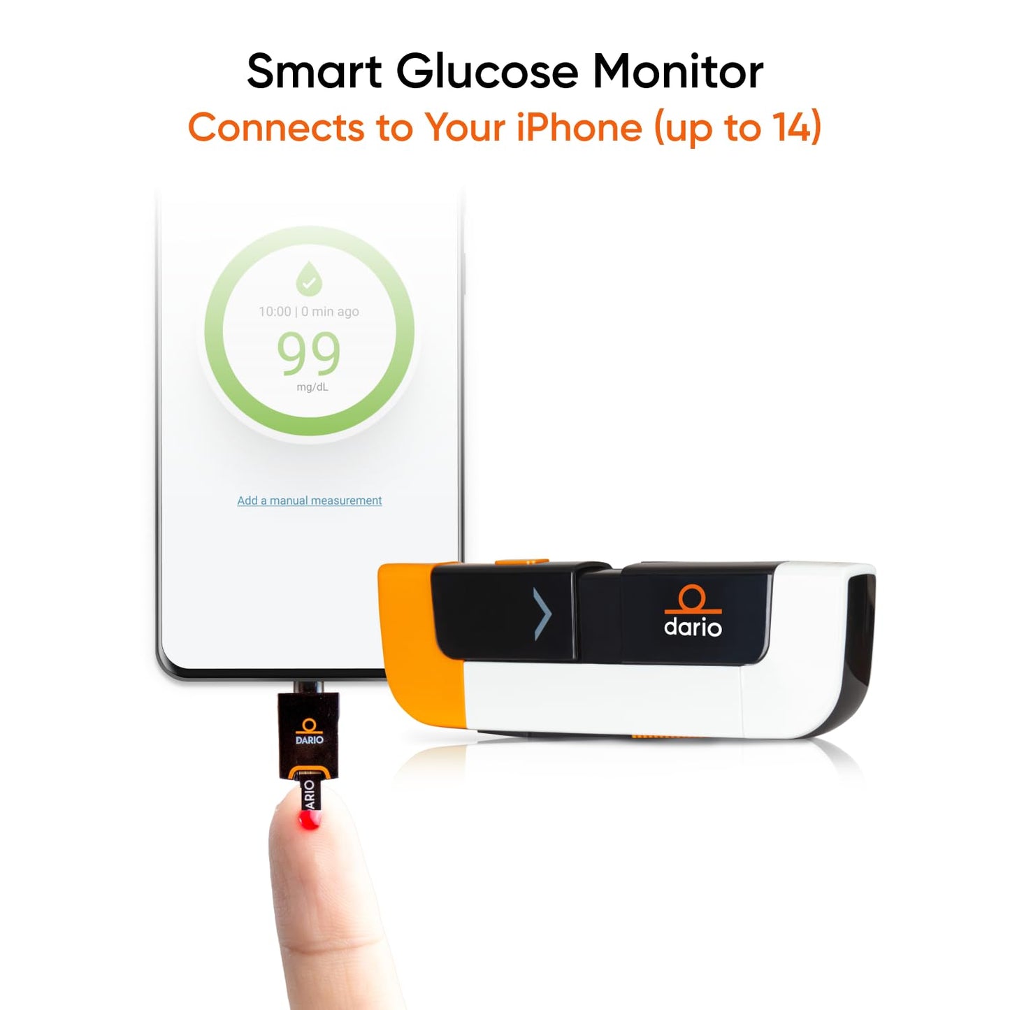 Dario Smart Glucose Monitor Kit | Test Blood Sugar Levels & Manage Diabetes, Testing Kit Includes: Glucometer with 25 Strips, 10 Sterile lancets