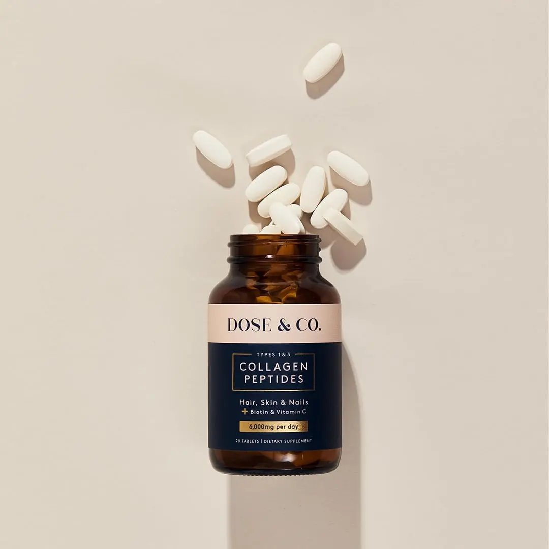 Dose & Co Collagen Tablets 2 Pack - Type 1 & 3 Collagen Peptides Plus Vitamin C and Biotin - Hair, Skin, and Nails DOSE & CO