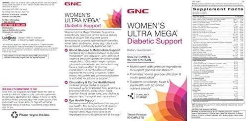 GNC Women's Diabetic Support Multivitamin | Maintain Healthy Blood Sugar Levels Plus Targeted Eye, Nerve and Cardiovascular Function | Daily Vitamin Supplement | 90 Caplets GNC