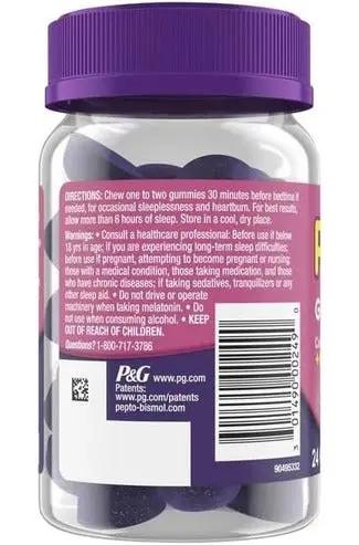 Pepto PM Gummies, Upset Stomach Relief with Sleep Support, Over-the-Counter Medicine, 24 Ct Pepto Bismol