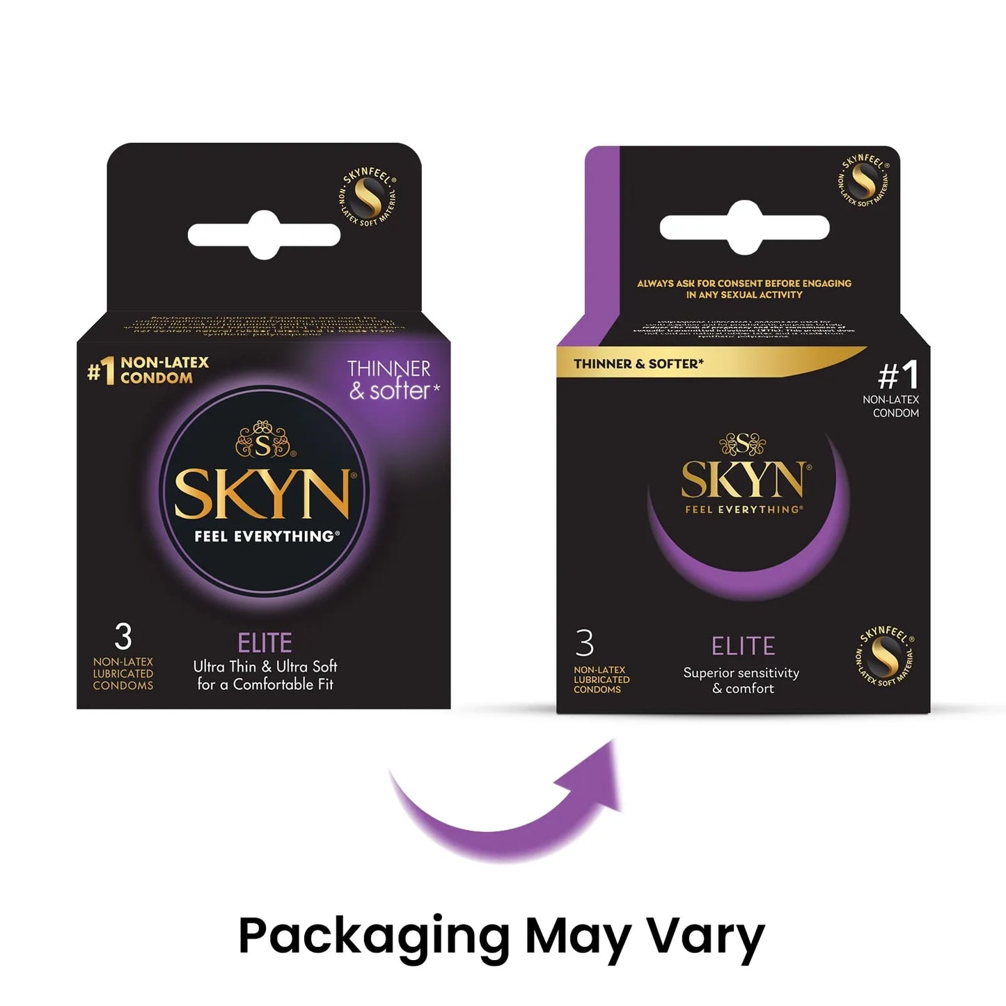 SKYN, Elite Non-Latex Lubricated Condom, 3 Count