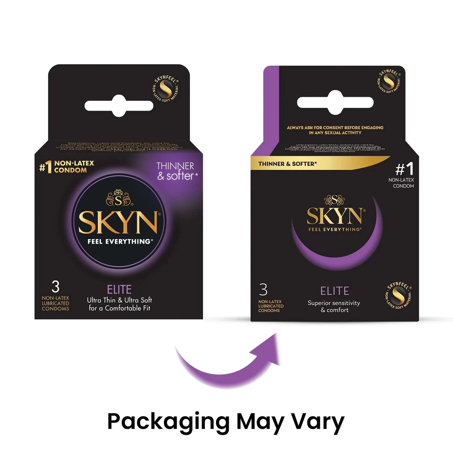 SKYN, Elite Non-Latex Lubricated Condom, 3 Count SKYN