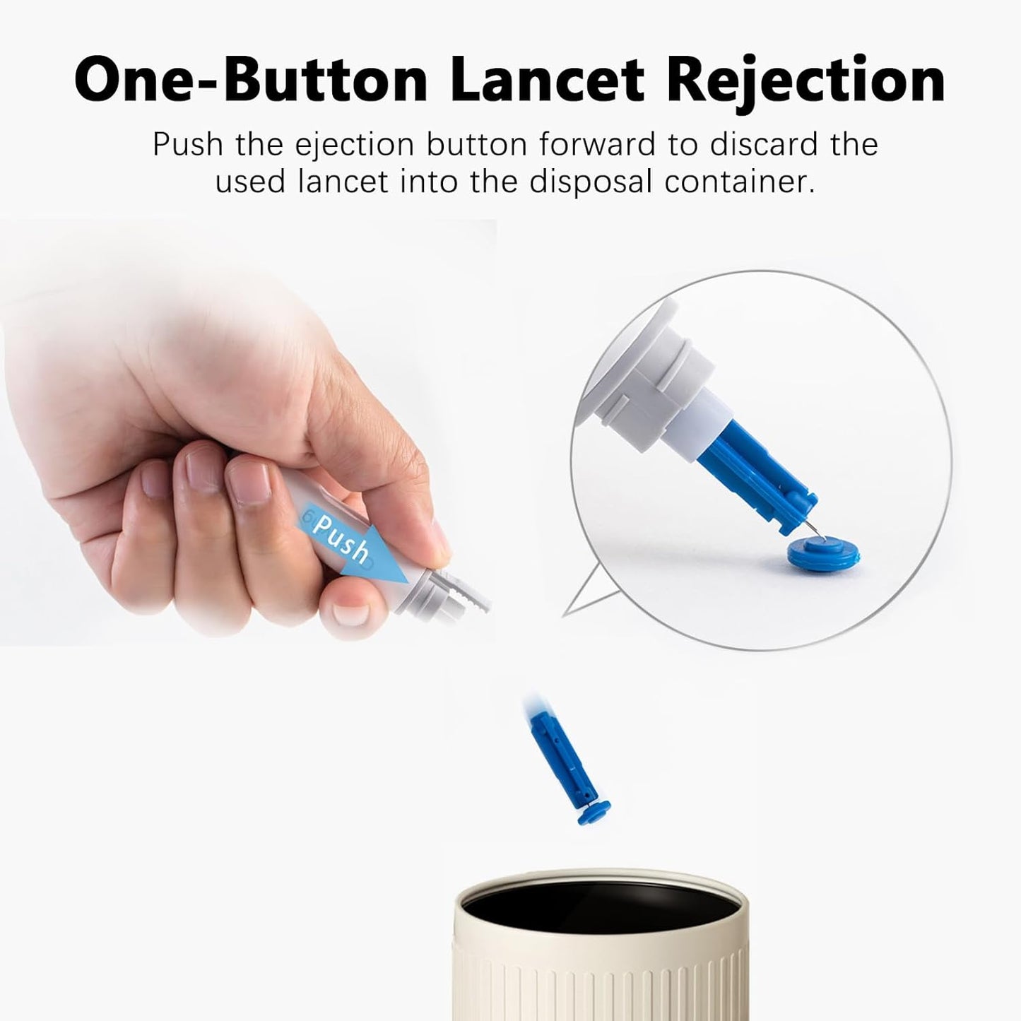 CareTouch Device and 100 Lancets for Diabetes Testing - Sterile, Single Use, 30 Gauge Lancets, for Minimizing Pain and Discomfort in Diabetic Blood Glucose Testing