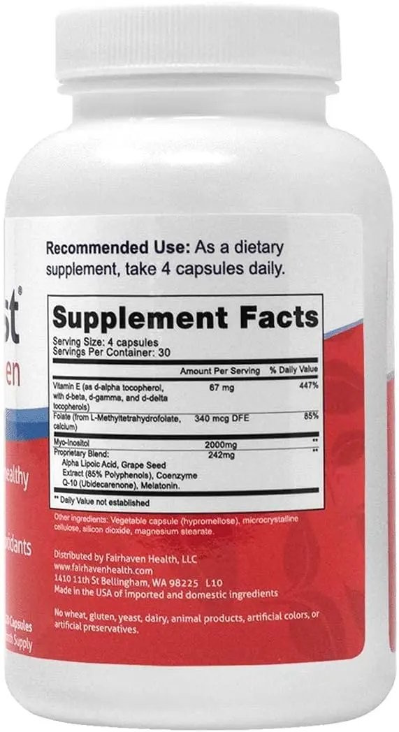 Fairhaven Health Ovaboost With Myo-Inositol, Folate, CoQ10, and Vitamins to Support Womens Ovulation & Egg Quality - Natural Fertility Supplement for Women Trying to Get Pregnant (120 Capsules) FairHavens