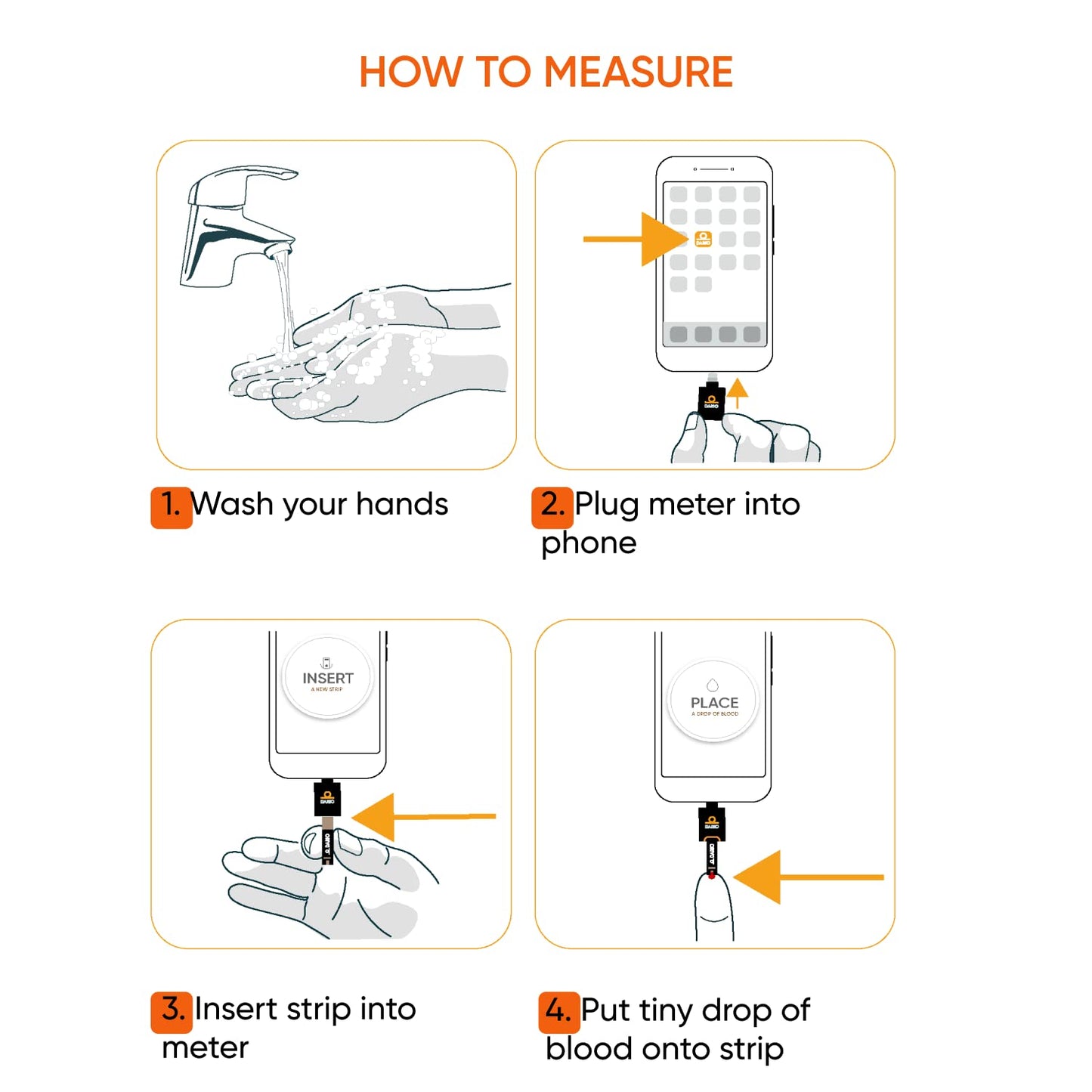 Dario Smart Glucose Monitor Kit | Test Blood Sugar Levels & Manage Diabetes, Testing Kit Includes: Glucometer with 25 Strips, 10 Sterile lancets