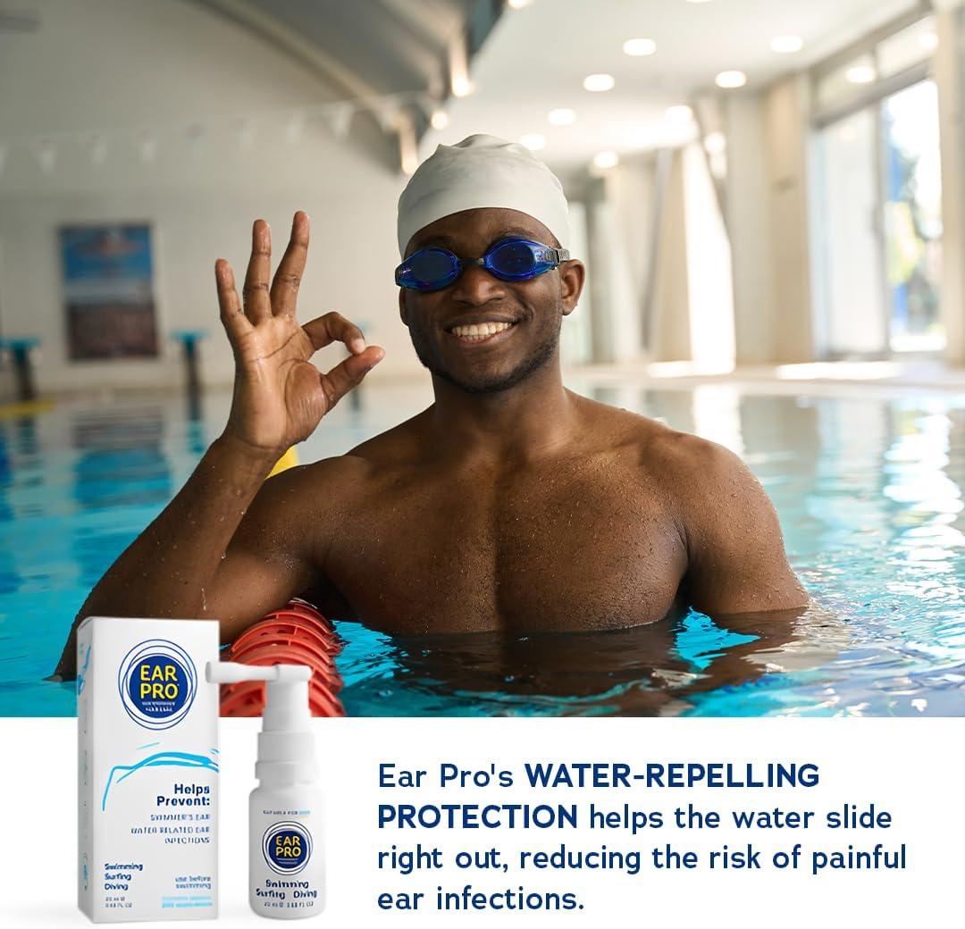 Ear Pro All Natural Swimmer Ear Spray for Kids and Adults - Safe and Easy to Use Ear Protection Spray Helps Prevent Trapped Water, Water Related Ear Problems, and Protect Hearing. 1 Pack - 200 Uses