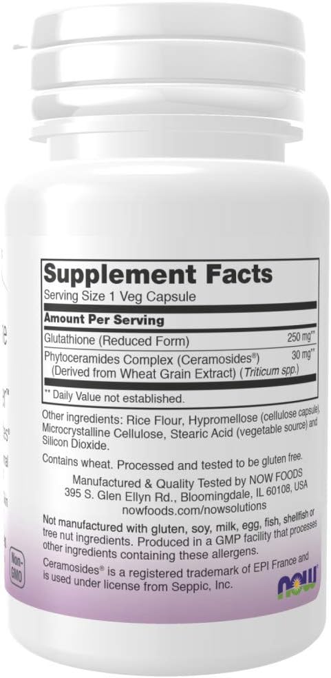 NOW Foods, Solutions, Glutathione Skin Brightener, 30 Veg Capsules
