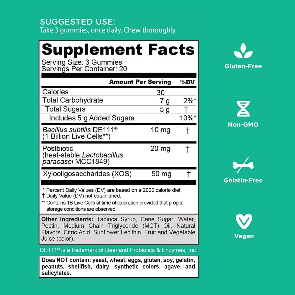 Goli Pre + Post + Probiotics Gummies - 60 Count - World’s First 3-in-1 Gluten-Free, Vegan, Non-GMO, and Gelatin-Free.