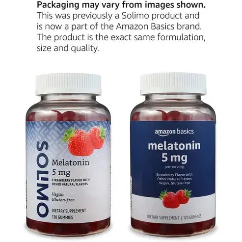 Melatonin 5mg, 120 Gummies (2 per Serving), Strawberry Vitamins Depots