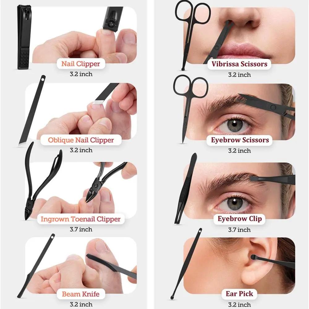 ACEOCE: Manicure Set Men, Manicure Set Professional 18 Pcs Mens Grooming Kits Aceoce Stainless Steel Nail Care Tools with Luxurious Travel Case Pedicure Kit Gifts Aceoce