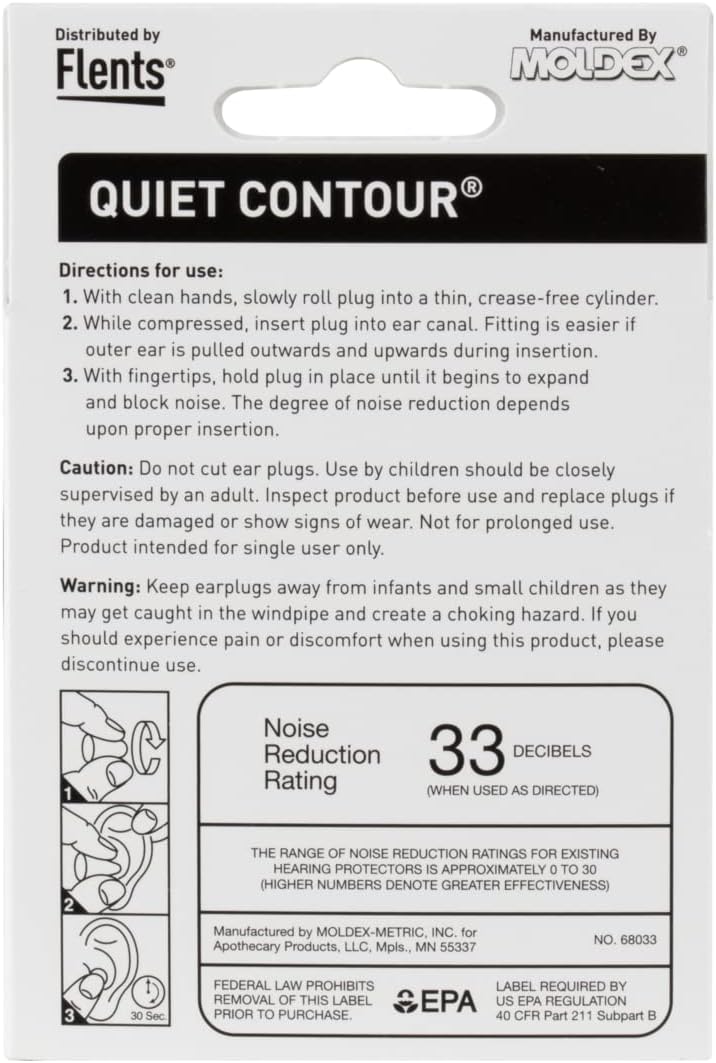 Flents Foam Ear Plugs, 10 Pair with Case for Sleeping, Snoring, Loud Noise, Traveling, Concerts, Construction, & Studying, NRR 33, Green, Made in the USA