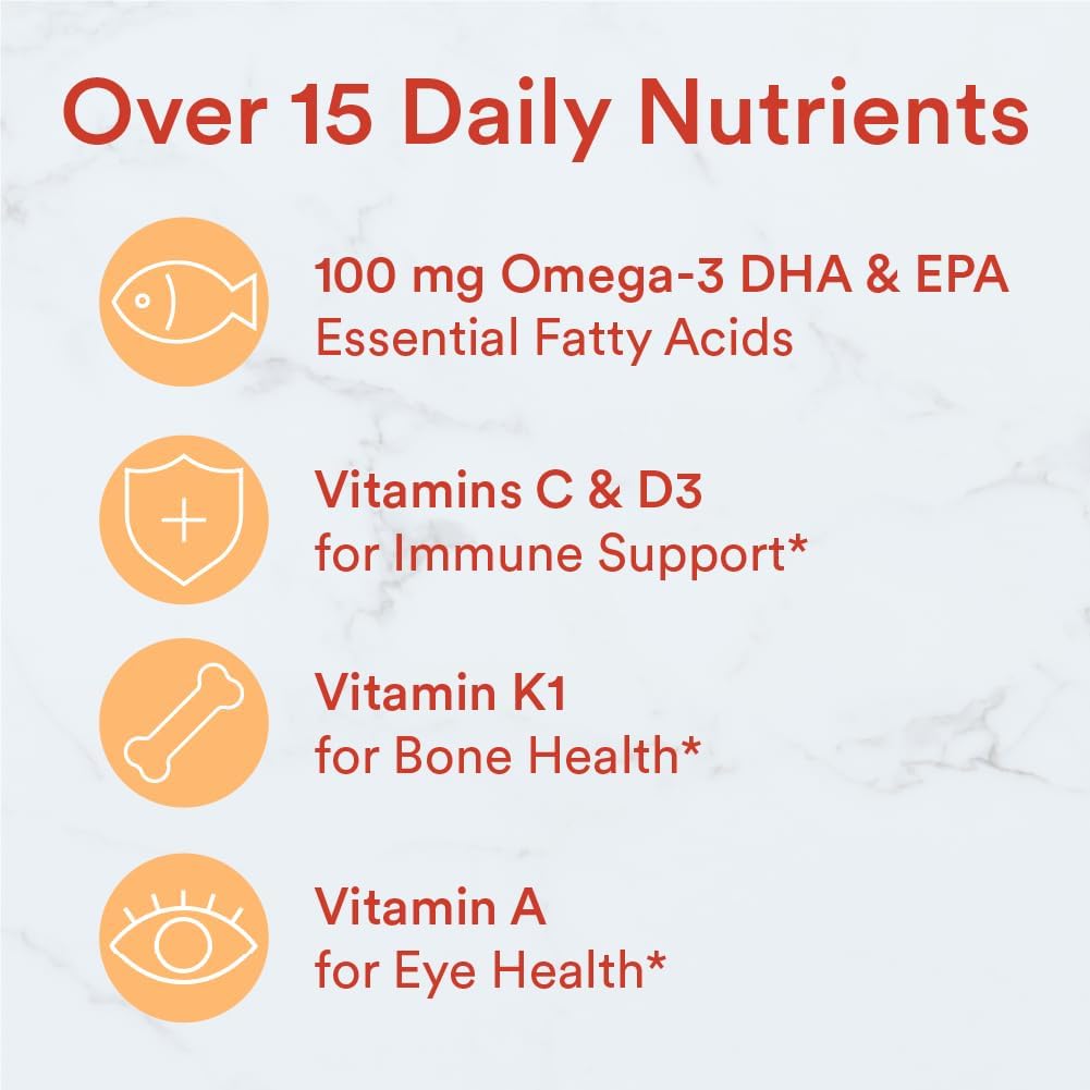 SmartyPants Kids Formula Daily Gummy Vitamins: Gluten Free, Multivitamin & Omega 3 Fish Oil (Dha/Epa), Methyl B12, Vitamin D3, Vitamin B6, 90 Count